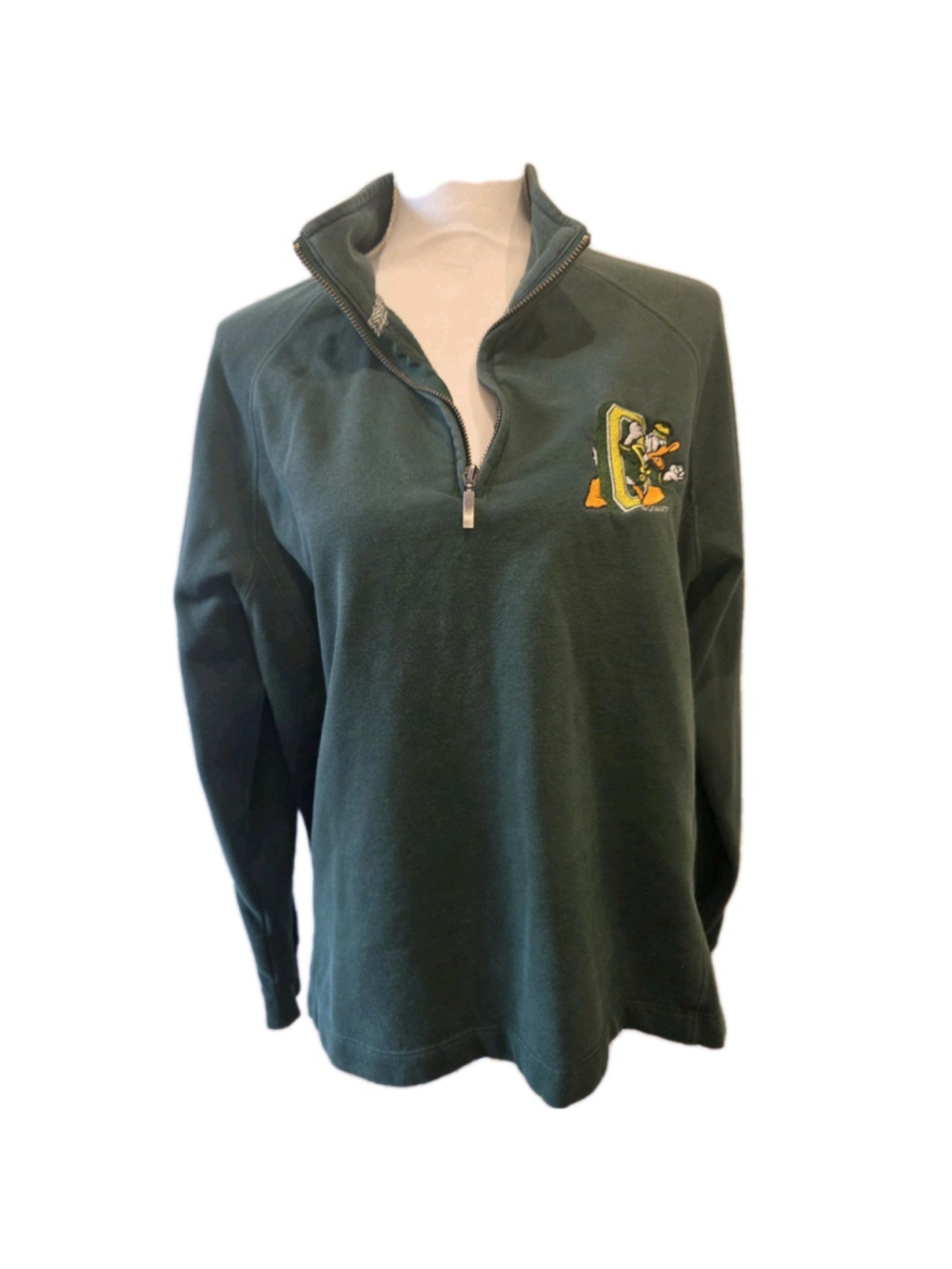 VTG University of Oregon Ducks Disney Donald Such 1/4 Zip Pullover Size XL Hole